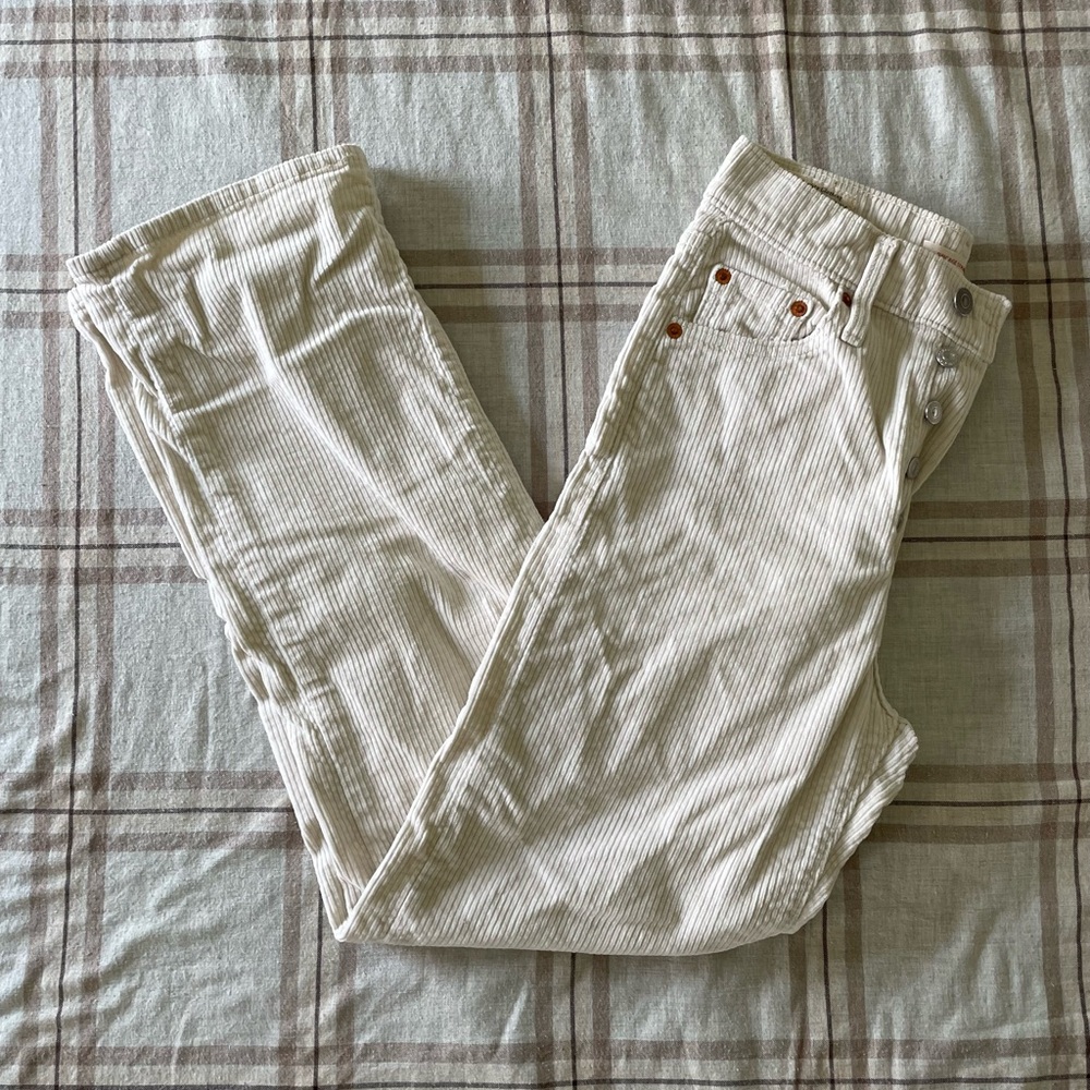 levi’s white corduroy ribcage straight pants